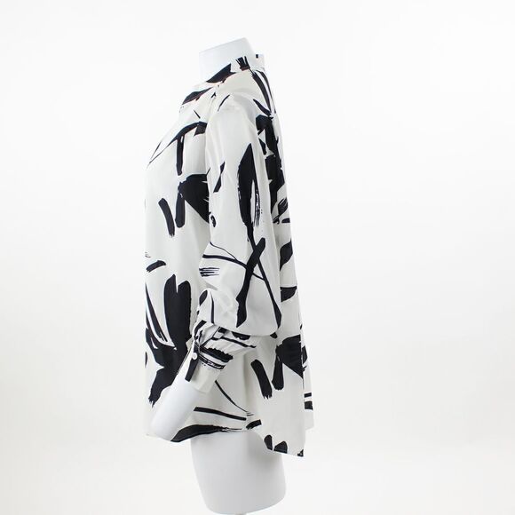 HUGO BOSS Banora Abstract Floral Silk Blouse in Vanilla Light Fantasy - Picture 4 of 5